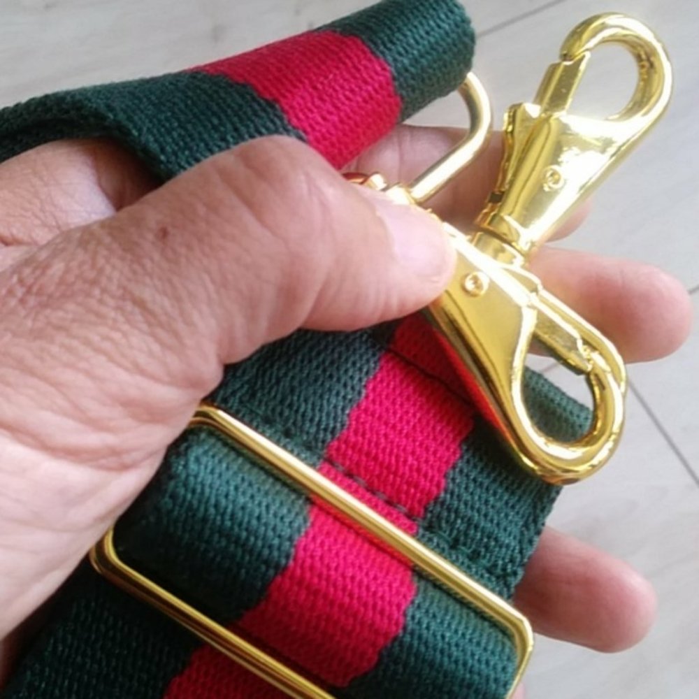 EXTRA THICK RED/GREEN CROSSBODY ADJUSTABLE STRAP - Picture 2 of 6